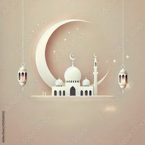 An elegant and harmonious generative AI image of an Islamic design with an Eid theme, displaying nuances of togetherness, blessings, and joy wrapped in a distinctive Islamic aesthetic.