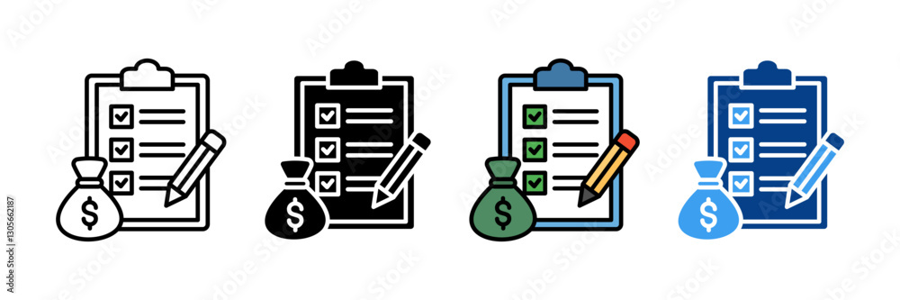 Financial Plan Icon Set Multiple Style Collection Financial Plan Icon Set Multiple Style Collection