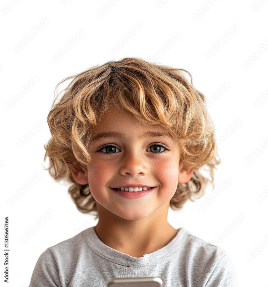Cheerful boy with smartphone close-up. Isolated on transparent background, png. Cheerful boy with smartphone close-up. Isolated on transparent background, png.