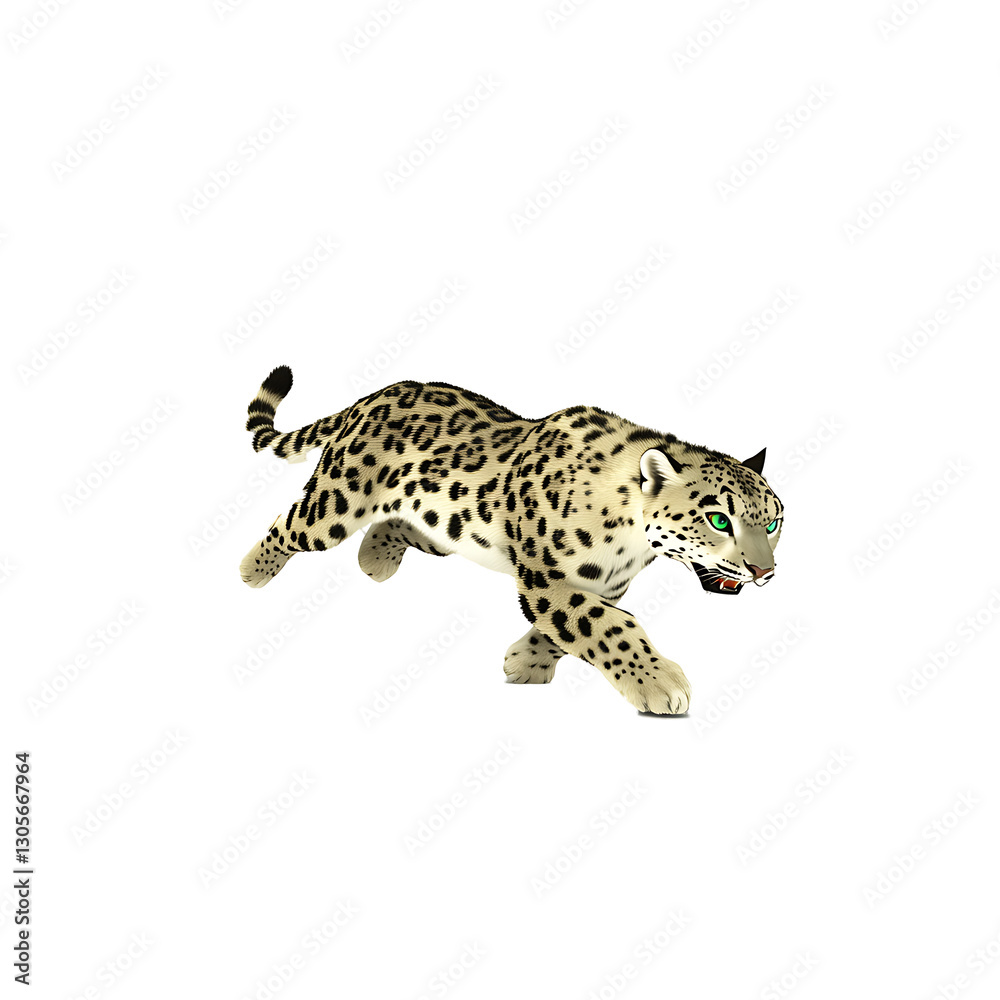 Obraz premium 3D logo snow leopard attacking on snowy terrain