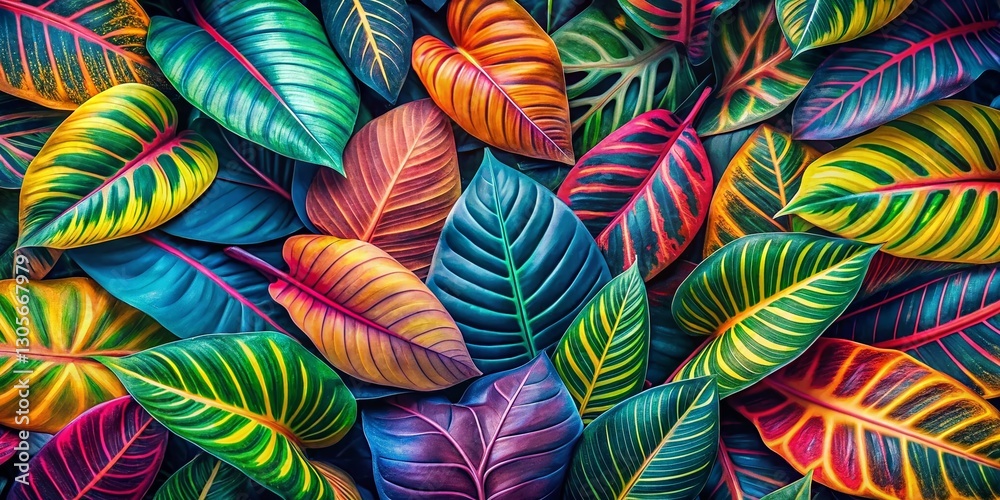 Fototapeta premium Vibrant Tropical Leaf Pattern: Abstract Art for Modern Design & Decor