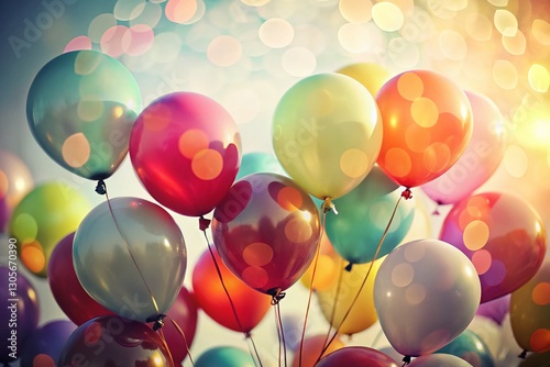 Vintage Colorful Balloons Bokeh Festive Party Background Stock Photo