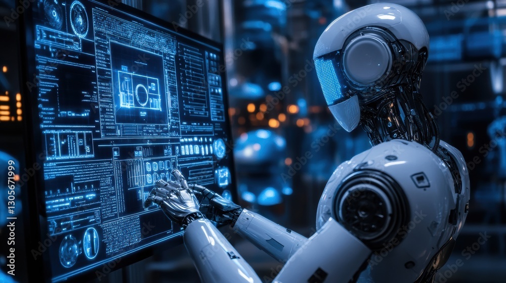 Advanced AI Robot Making Precise Calculations on Holics Advanced AI Robot Making Precise Calculations on Holics