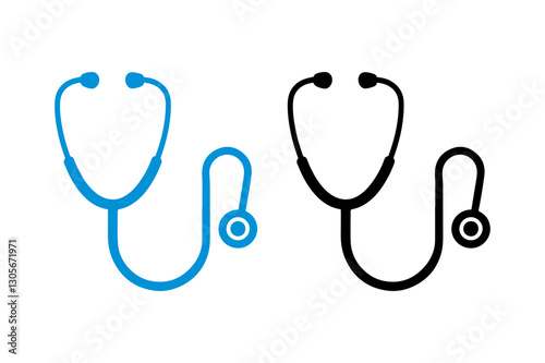 Stethoscope and heart icons.