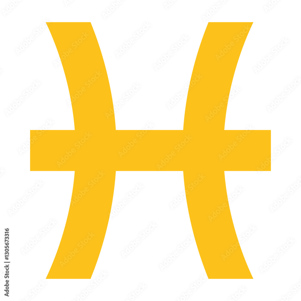 Obraz premium Pisces Zodiac Clipart Illustration | Bold Yellow Symbol Isolated on White Background