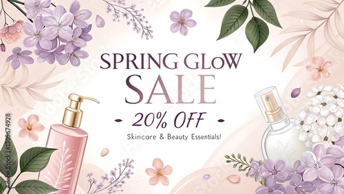 Spring sale poster card design with typography background design 