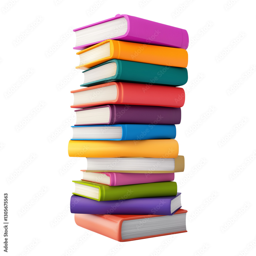 A clipart-style stack of colorful books, isolated on a white background A clipart-style stack of colorful books, isolated on a white background