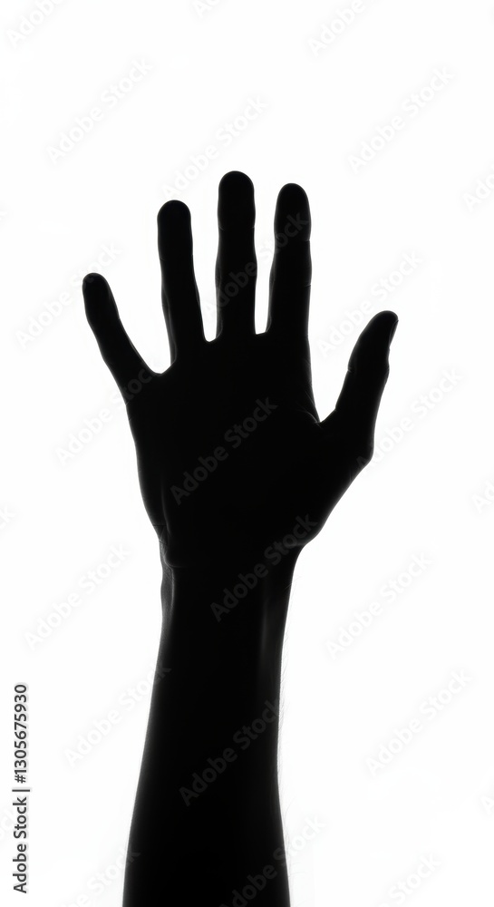 Silhouette of outstretched human hand on white background Silhouette of outstretched human hand on white background