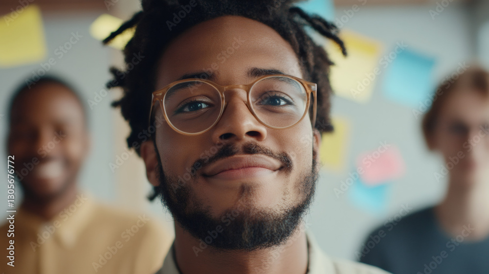 Φωτογραφία Portrait of a young african american businessman smiling during a meeting with h