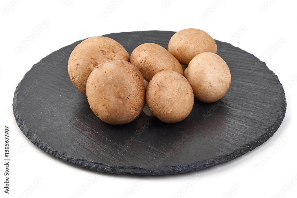 Fresh Brown Mushrooms, Isolated on White Background. Fresh Brown Mushrooms, Isolated on White Background.