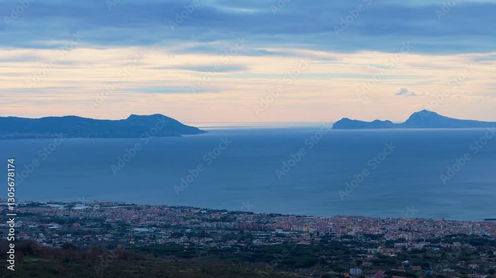 naples city drone general view panorama blue sky clouds italy naples city drone general view panorama blue sky clouds italy
