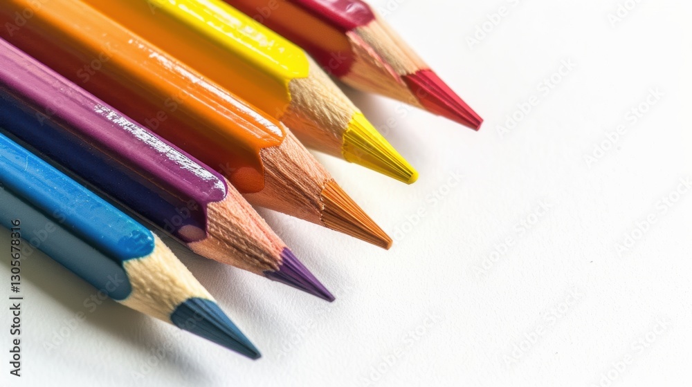 Randomly colored pencils lying on a white background. Randomly colored pencils lying on a white background.
