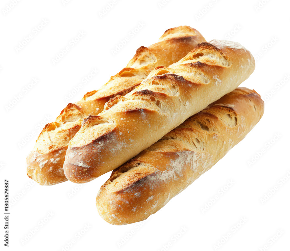 Culinary joy freshly baked baguettes. Isolated on transparent background, png. Culinary joy freshly baked baguettes. Isolated on transparent background, png.