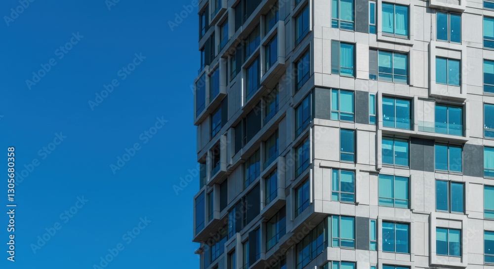 Modern high-rise architecture against a clear blue sky Modern high-rise architecture against a clear blue sky