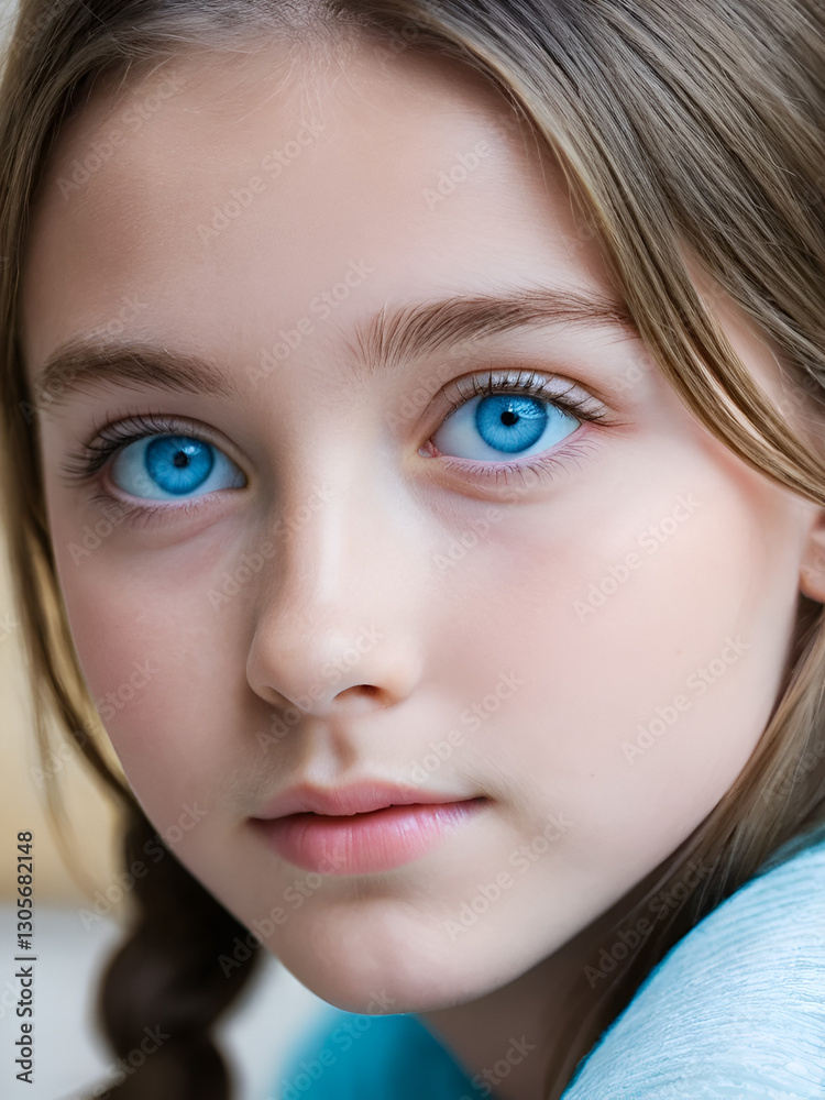 Fototapeta premium A close up of a young girl with blue eyes