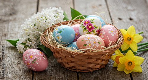 easter eggs in a basket