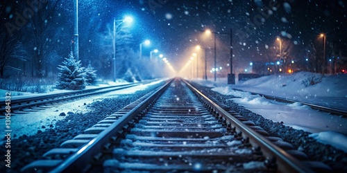 Winter Wonderland: Snow Covered Railway Tracks with Train