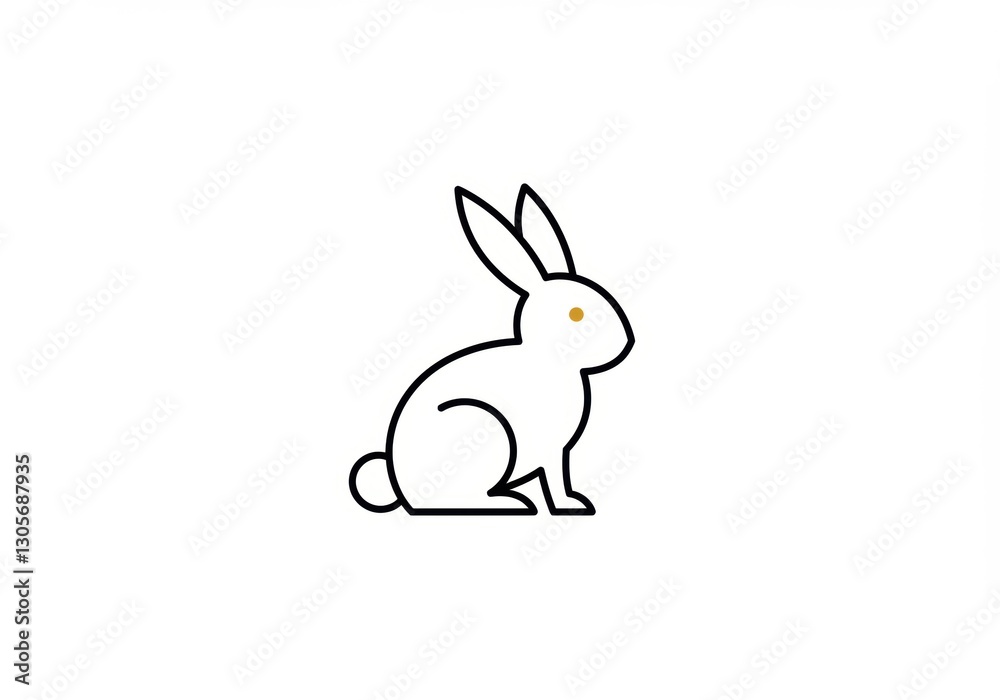 Simple outline illustration of a rabbit on white background for modern minimalist design Simple outline illustration of a rabbit on white background for modern minimalist design