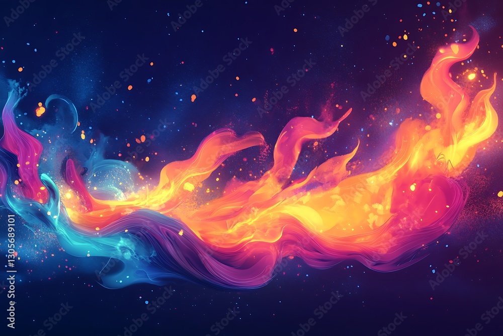Obraz premium Abstract fiery wave, cosmic background