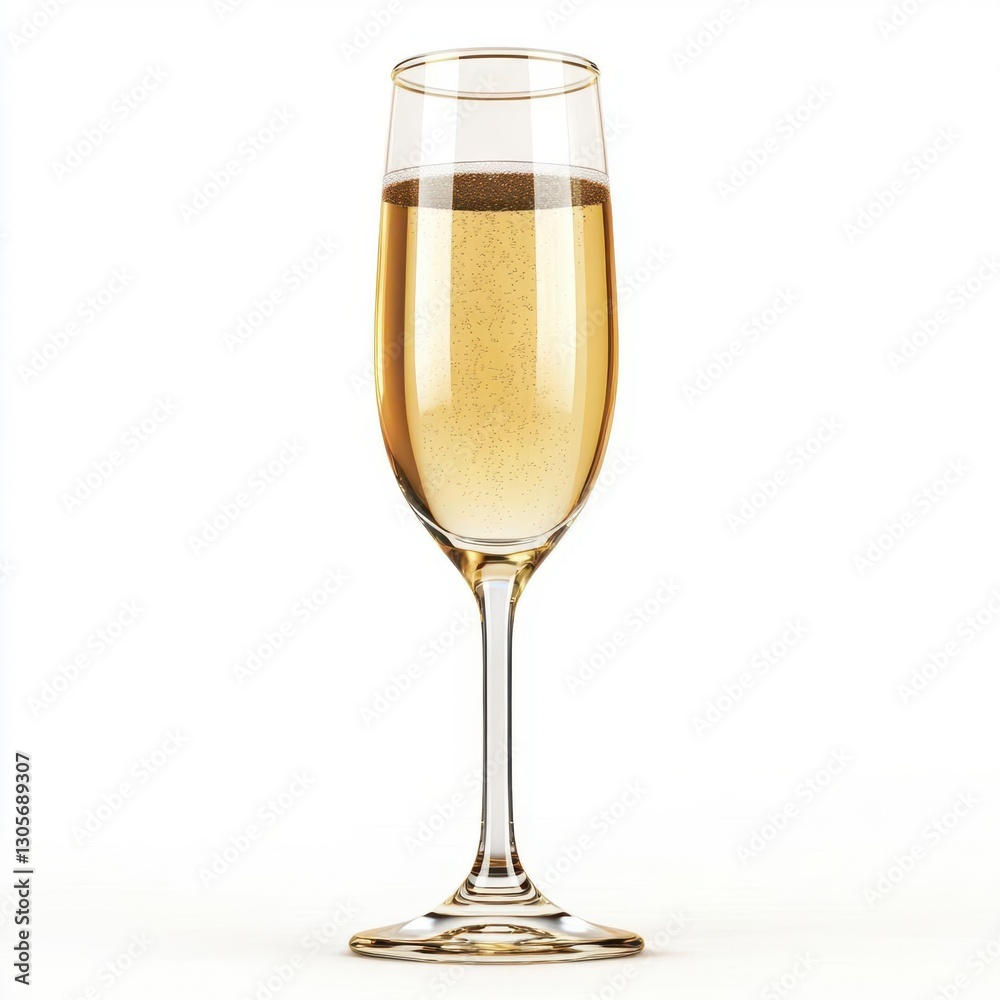 Elegant Toast with a Sparkling Glass of White Wine and Champagne, Perfectly Captured Against a Pristine White Background for Celebratory Occasions Elegant Toast with a Sparkling Glass of White Wine and Champagne, Perfectly Captured Against a Pristine White Background for Celebratory Occasions