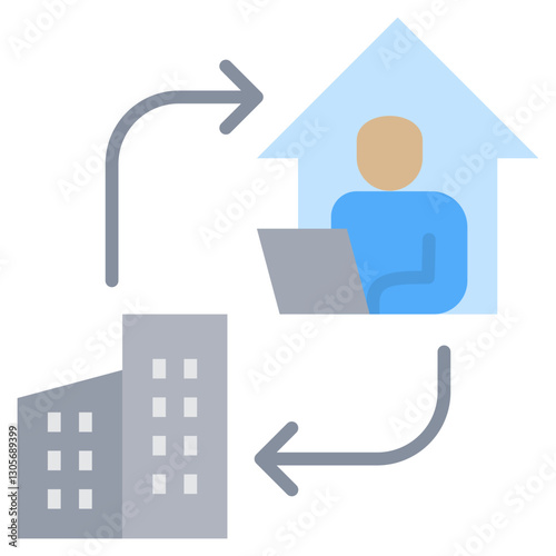 Hybrid Work Flat Icon