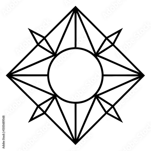 geometric diamond shape with intricate linear design, with a circle in the center vector illustration