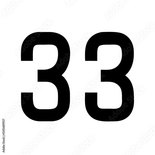 black number "33" on isolated background, vector illustration