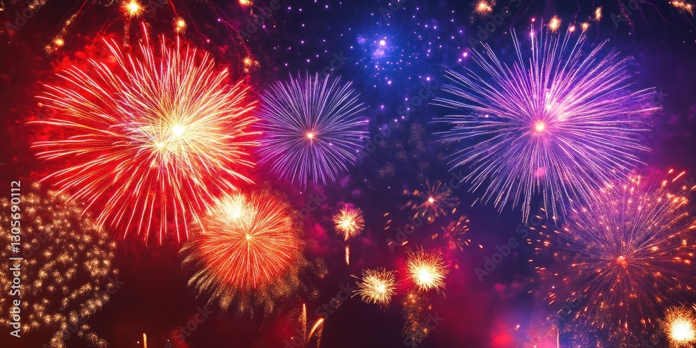 Stunning Fireworks Display Against Dark Sky Stunning Fireworks Display Against Dark Sky