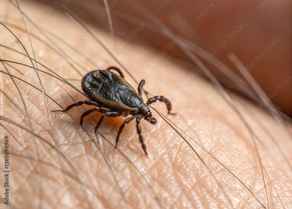 Obraz premium Tick on human skin macro