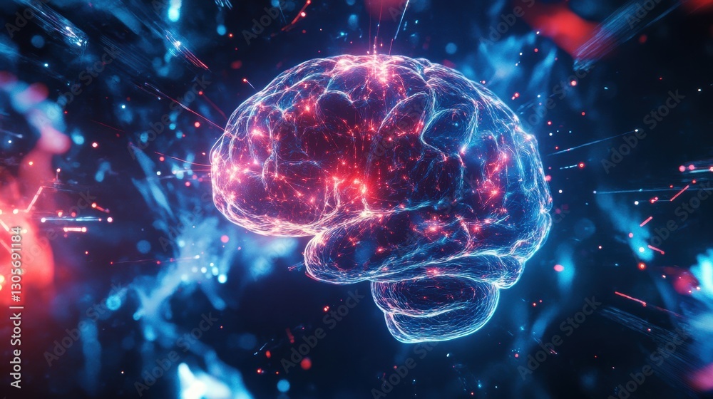Futuristic Digital Brain Processing Quantum Information Futuristic Digital Brain Processing Quantum Information
