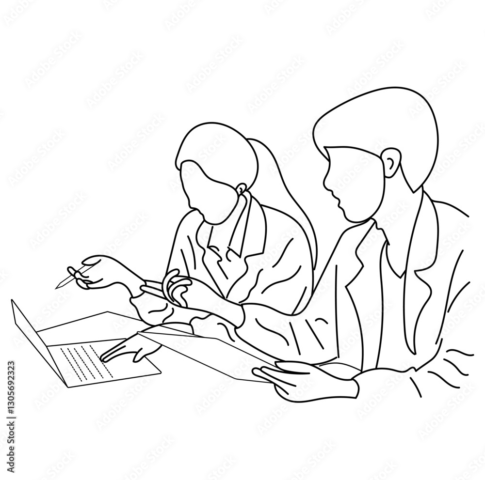 Vector business meeting discussion between the worker. Business training and presentation concept of line art design. continuous line drawing of office workers at a business meeting
Vector business meeting discussion between the worker. Business training and presentation concept of line art design. continuous line drawing of office workers at a business meeting