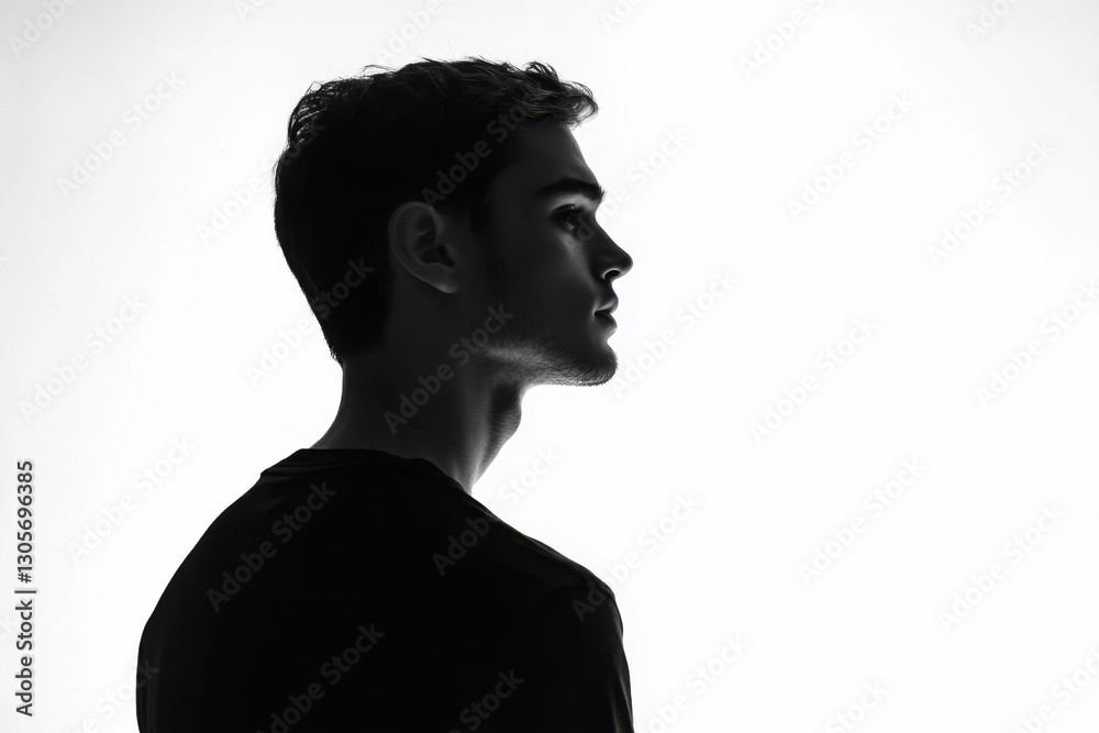 silhouette of man from behind on a white background looks away
silhouette of man from behind on a white background looks away