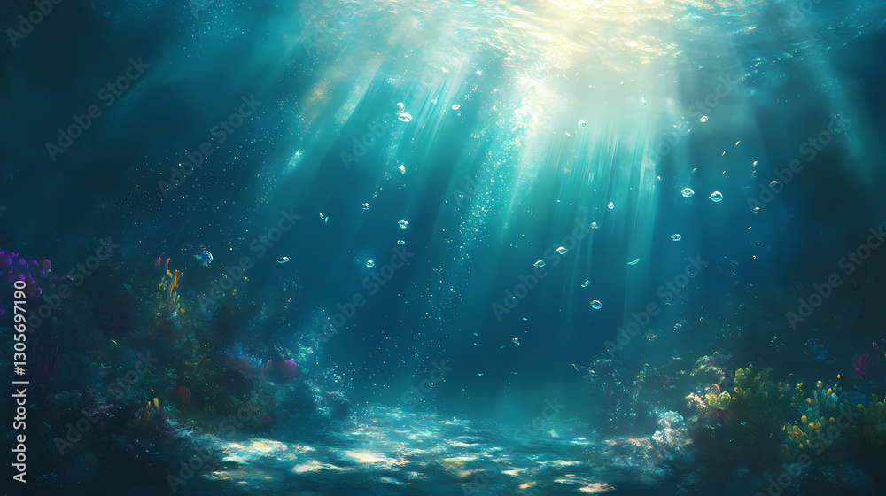 Obraz premium Shimmering mist of light suspended in mid-air, misty, colorful, luminescent. Luminescent - Ocean. Illustration