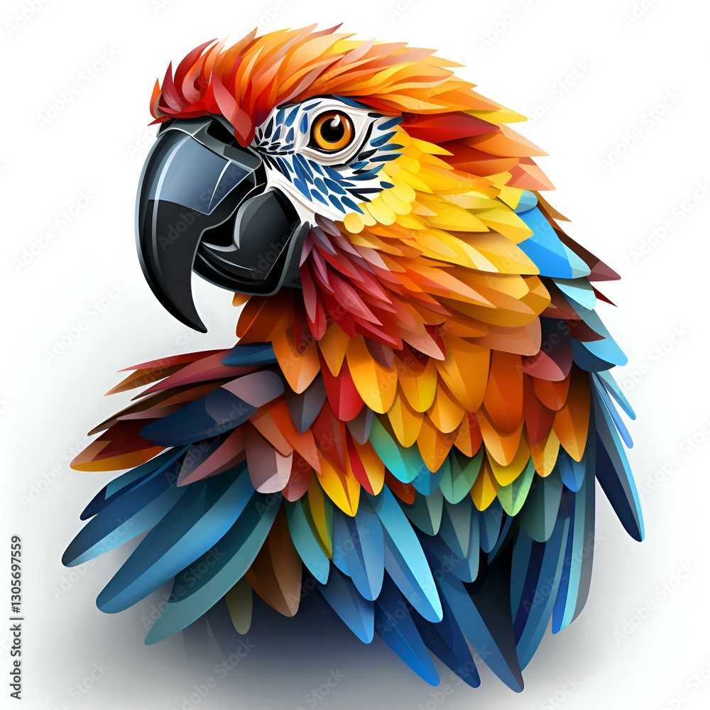 Obraz premium Close up of a Vibrant Red Macaw A Detailed Digital Painting