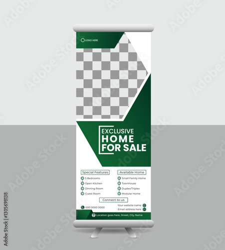 real estate modern roll up or pop up banner design template for advertising