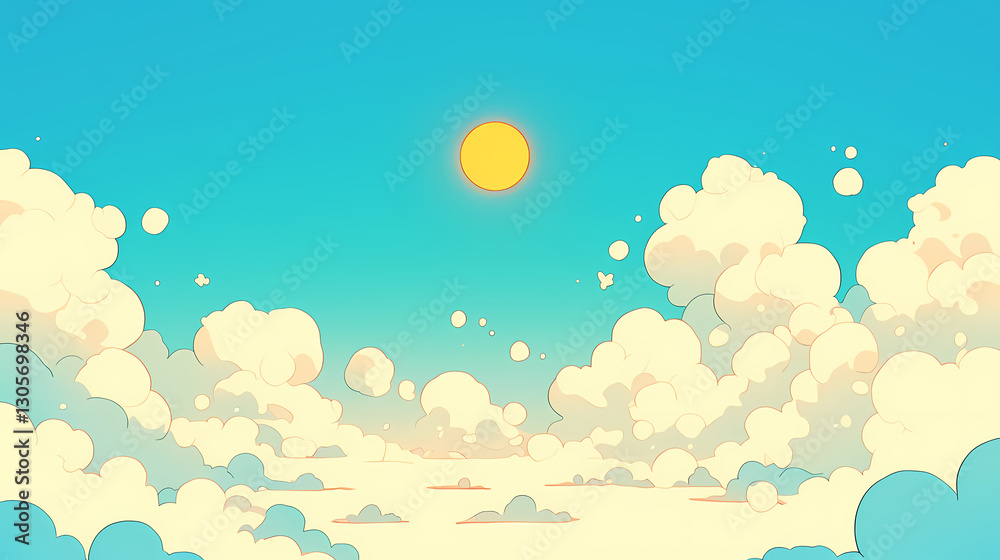 Bright sunny sky with fluffy clouds, creating a serene atmosphere perfect for relaxation and inspiration Bright sunny sky with fluffy clouds, creating a serene atmosphere perfect for relaxation and inspiration