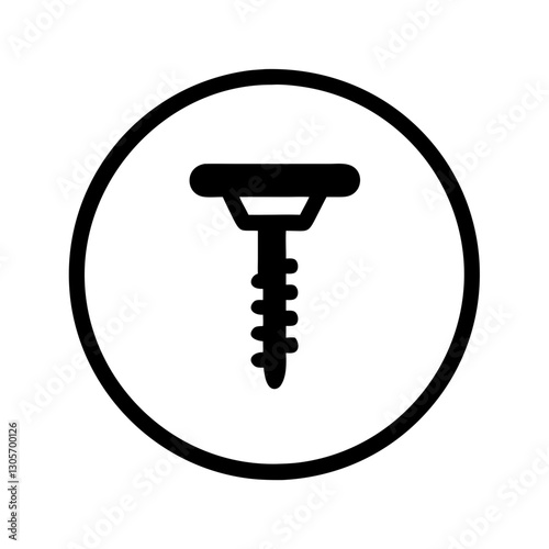 Screw icon, black outline, fastening tool symbol