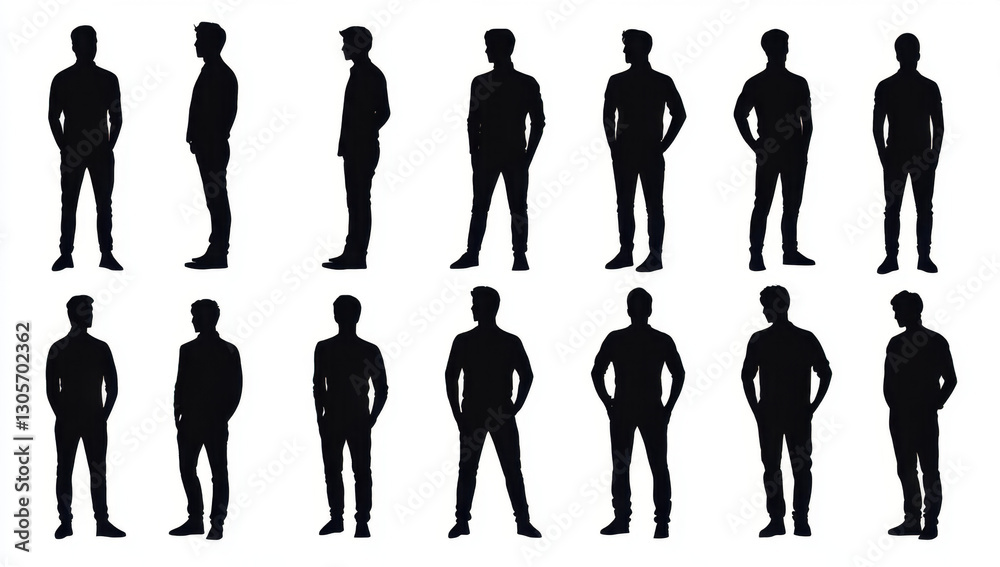© Myimages - collection of different silhouette male body posing with business working suit, isolated vector © Myimages - collection of different silhouette male body posing with business working suit, isolated vector
