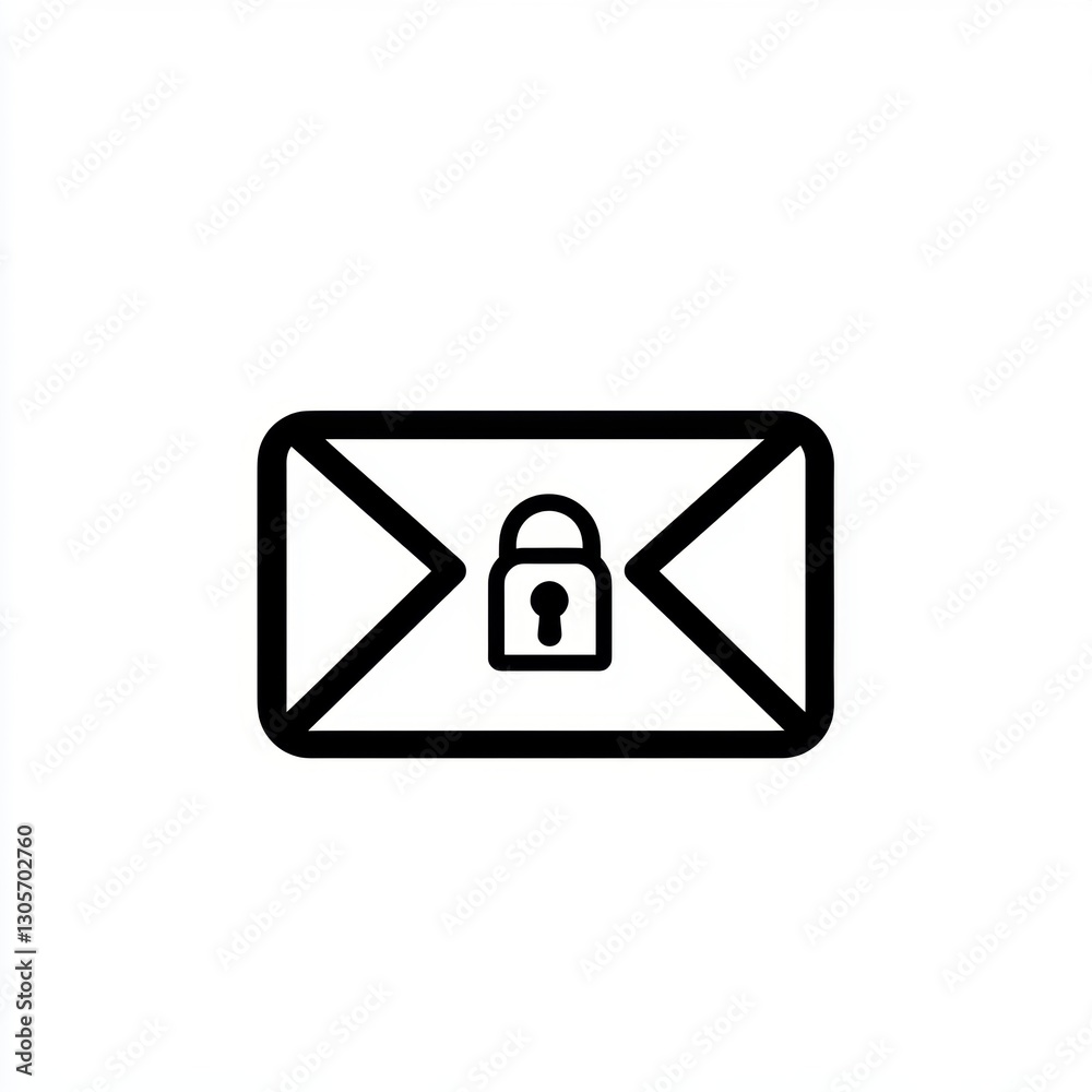 Icon of lock in mail envelope. Security. Confidential. Protection.