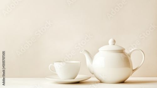 Wallpaper Mural Elegant Tea Time: A Still Life of White Teapot and Cup Torontodigital.ca