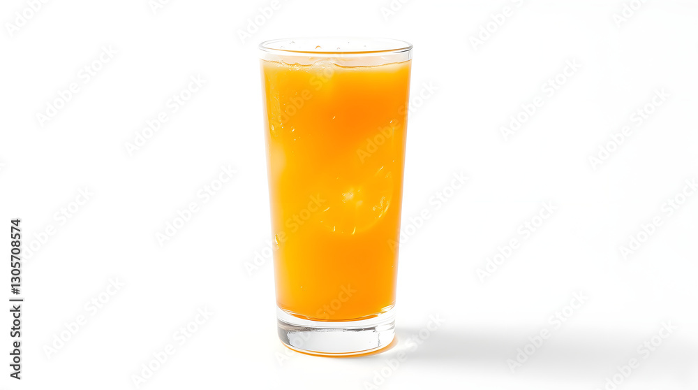 Refreshing orange juice in a tall glass with ice Refreshing orange juice in a tall glass with ice