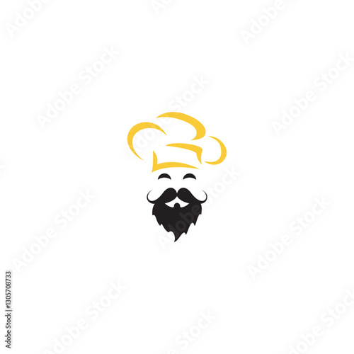 Master chef vector logo design. Head chef with moustache and beard vector logo.