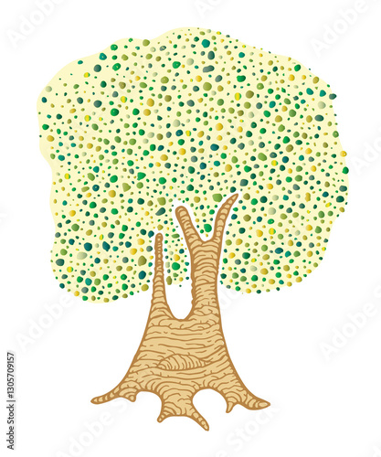 Wood in different colors green yellow geometry pointillism