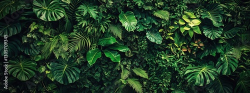 Lush green tropical foliage wall. (4)