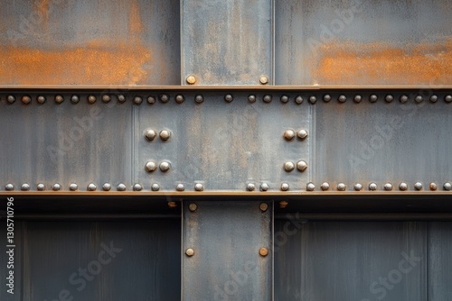 Detailed metal structure featuring prominent rivets and industrial design elements.