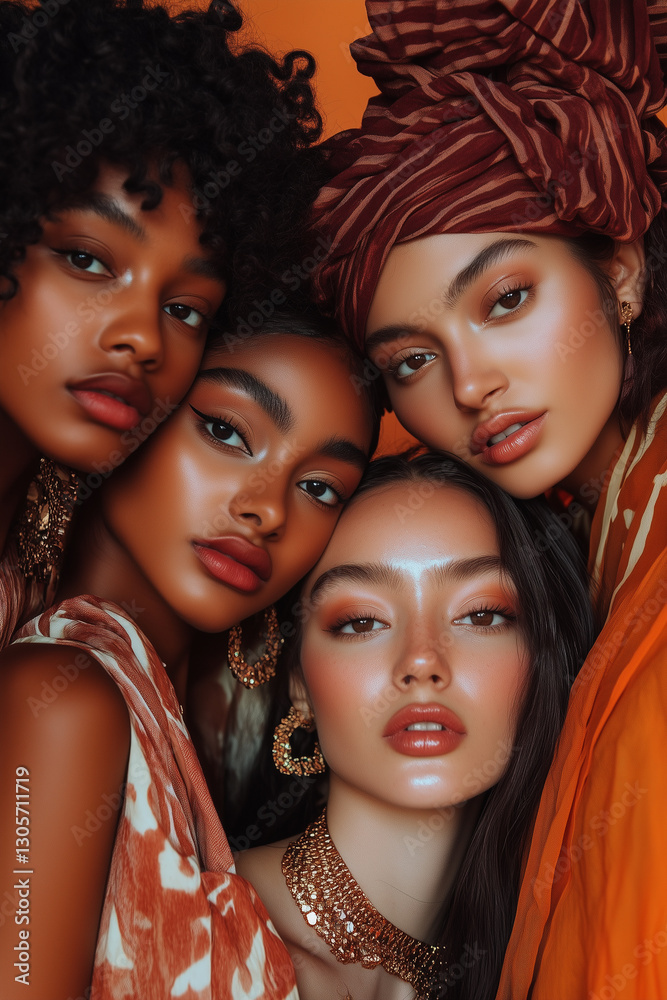 Obraz premium Beauty influencers contemporary, beauty fashion trends, mocha mousse color