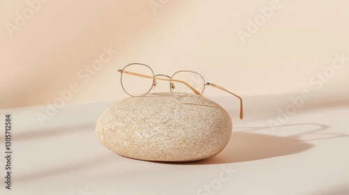 Elegant Eyeglasses on Smooth Stone: Minimalist Product Photography