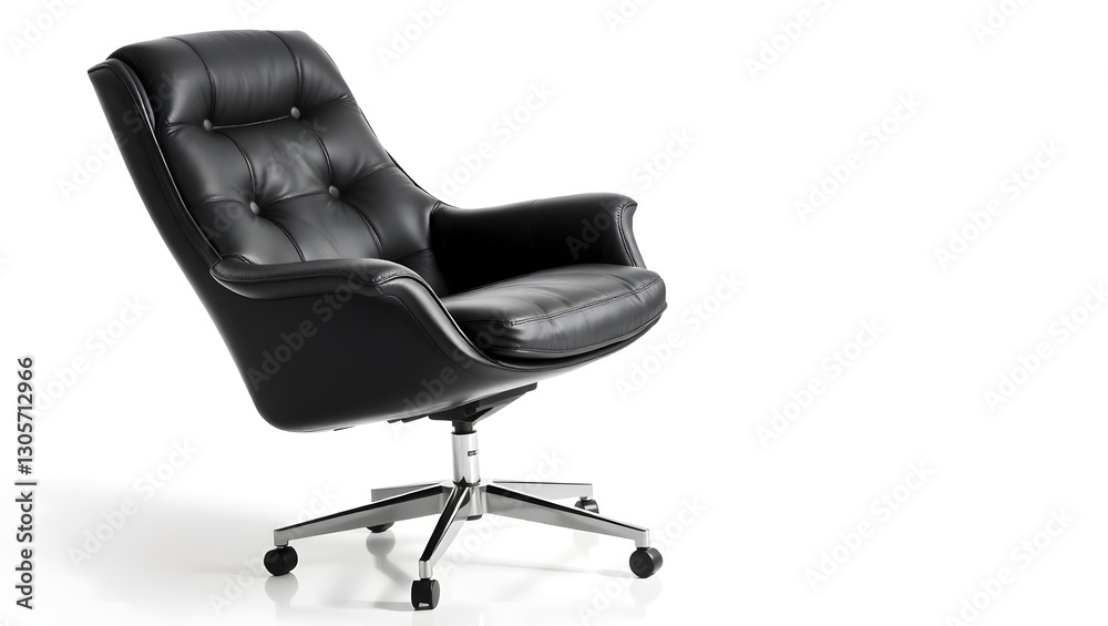 an elegant black leather armchair with a modern design, perfect for stylish interior an elegant black leather armchair with a modern design, perfect for stylish interior