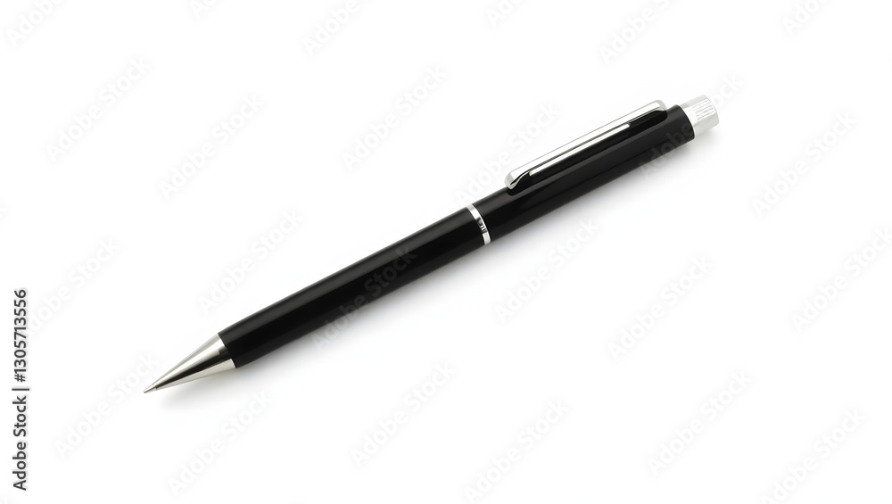 a sleek black pen laying diagonally, ready to write or draw, in a modern design a sleek black pen laying diagonally, ready to write or draw, in a modern design