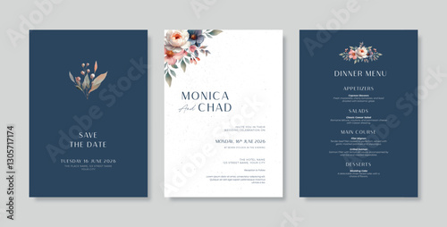 Simple and minimalist wedding card template. trendy modern wedding invitation template. beautiful wedding card template